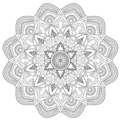Mandala Intricate Patterns Black and White Good Mood. Flower Vintage decorative elements Oriental. Round ornament, mandala, ethnic decorative element, boho style, zentangle.