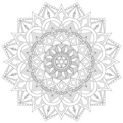 Mandala Intricate Patterns Black and White Good Mood. Flower Vintage decorative elements Oriental. Round ornament, mandala, ethnic decorative element, boho style, zentangle.