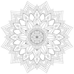 Mandala Intricate Patterns Black and White Good Mood. Flower Vintage decorative elements Oriental. Round ornament, mandala, ethnic decorative element, boho style, zentangle.