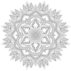 Mandala Intricate Patterns Black and White Good Mood. Flower Vintage decorative elements Oriental. Round ornament, mandala, ethnic decorative element, boho style, zentangle.