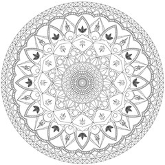 Mandala Intricate Patterns Black and White Good Mood. Flower Vintage decorative elements Oriental. Round ornament, mandala, ethnic decorative element, boho style, zentangle.