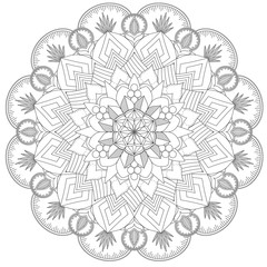 Mandala Intricate Patterns Black and White Good Mood. Flower Vintage decorative elements Oriental. Round ornament, mandala, ethnic decorative element, boho style, zentangle.