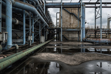 Industrial buildings in an abandoned factory