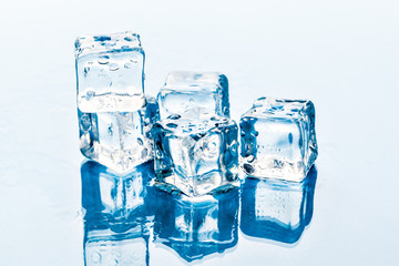 ice cubes on white background.