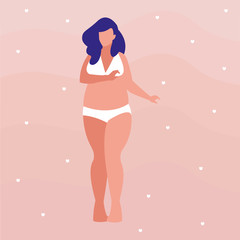 Robust woman in underwear character