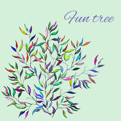 Hand-drawn multicolored flowers. Spring bright outline of leaves to decorate the holidays on paper, cards, greetings. Vector children's illustration