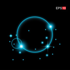 isolated cyan Rays with lens flare, Sun flare, flare on the black background. Transparent Vector Illustration