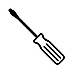 Slotted common blade screwdriver line art vector icon for apps and websites