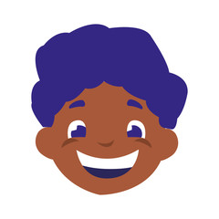 happy little black boy head character