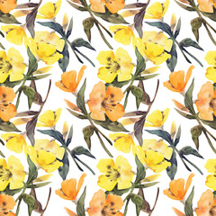 Floral seamless pattern with watercolor. Wallpaper and fabric design.