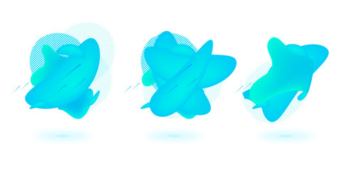 Set of abstract modern graphic elements. Dynamical colored forms and line. Gradient abstract banners with flowing liquid shapes. Template for the design of a logo, flyer or presentation.