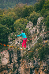 Fototapeta premium Highline in the mountains.