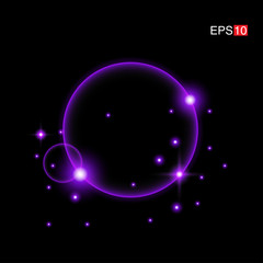 isolated purple Rays with lens flare, Sun flare, flare on the black background. Transparent Vector Illustration