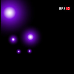 isolated purple Rays with lens flare, Sun flare, flare on the black background. Transparent Vector Illustration