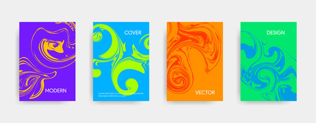 Fototapeta na wymiar Modern cover design with fluid shapes and trendy bright colors.