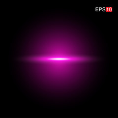 isolated pink Rays with lens flare, Sun flare, flare on the black background. Transparent Vector Illustration