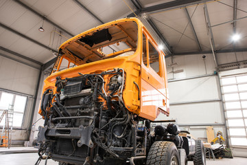 Paint shop and lighting in the large trucks and passenger cars are painted and also repaired