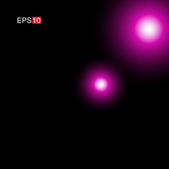 isolated pink Rays with lens flare, Sun flare, flare on the black background. Transparent Vector Illustration