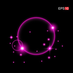 isolated pink Rays with lens flare, Sun flare, flare on the black background. Transparent Vector Illustration