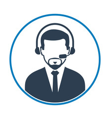 Call centre operator icon. Flat style vector EPS.