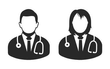Male and Female Doctor Icon. Falt syle vector vector eps
