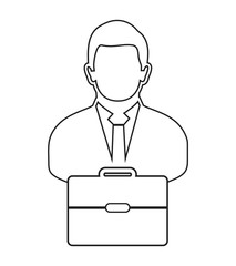 Businessman line Icon with briefcase symbol. Editable vector EPS.