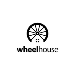 illustration logo from wheel and house logo design concept