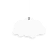 White paper cloud in flat style with long shadow.