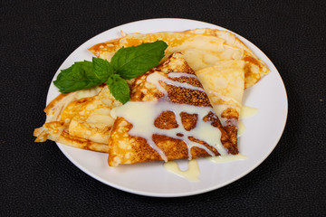 Pancake with condensed milk