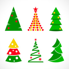 Set of Christmas trees flat
