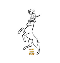 Contour of the majestic deer. Noble animal. Graphic design element for printing on paper or textile.