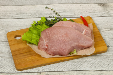Raw turkey steak