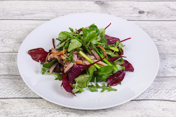 Mix salad with meat and asparagus
