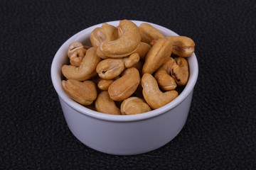 Cashew nuts heap in the bowl
