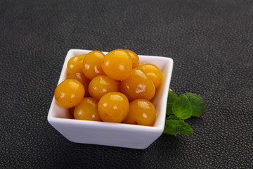 Yellow ripe cherry dessert