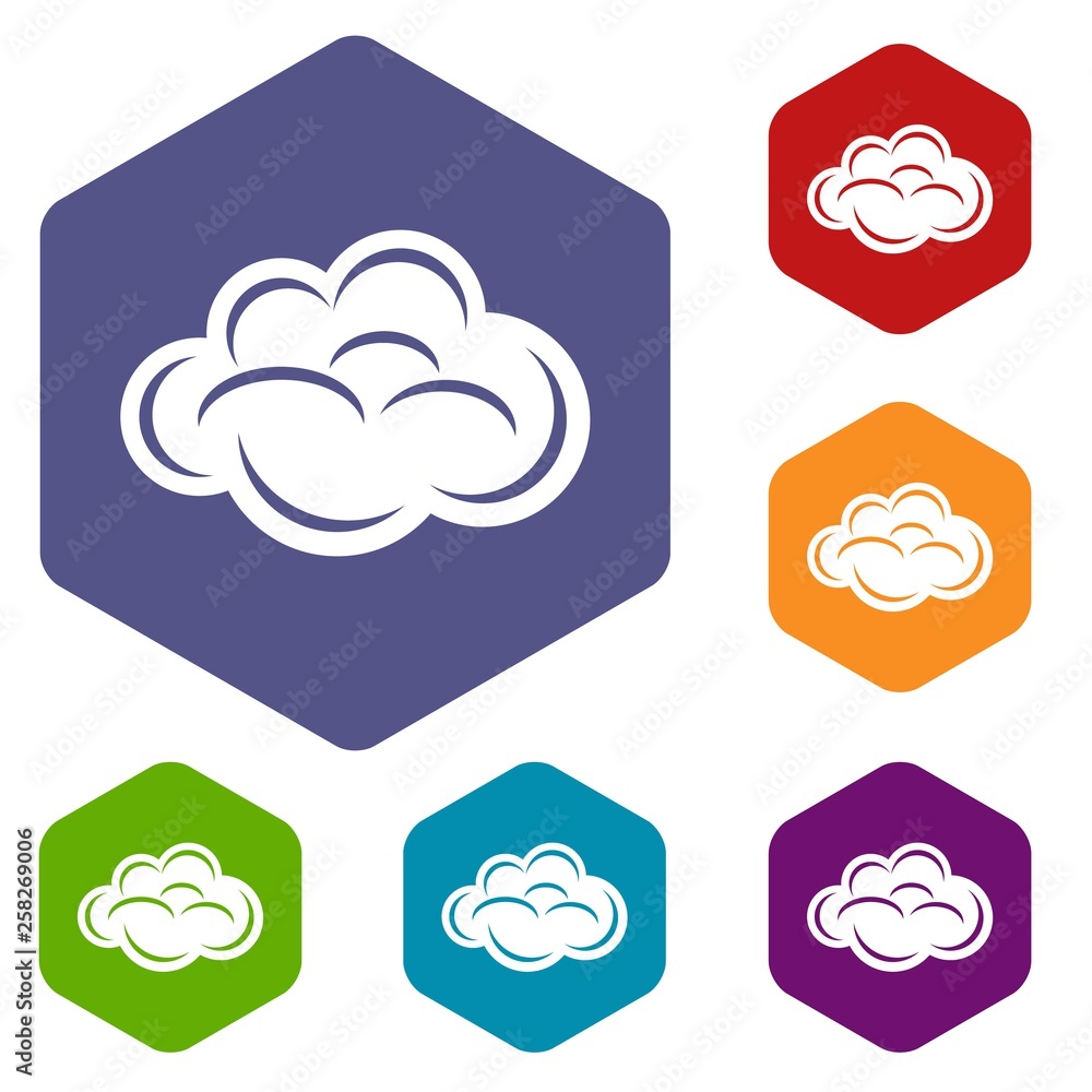 Poster internet cloud icons vector colorful hexahedron set collection isolated on white