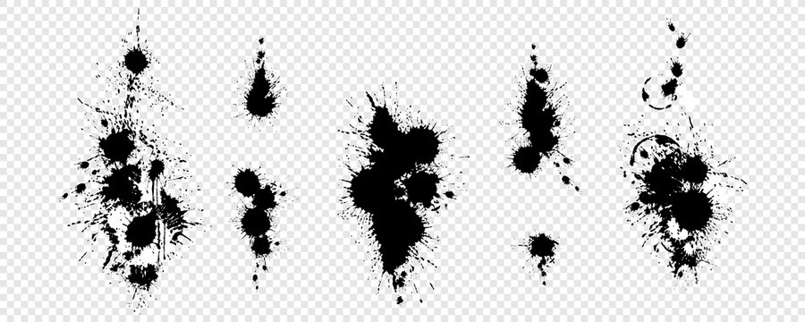 Black Ink Blots With Drops