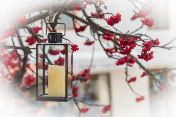 Christmas atmosphere in San Candido. Advent lights and crown