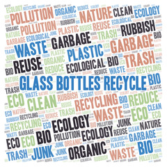 Obraz premium Glass Bottles Recycle word cloud.