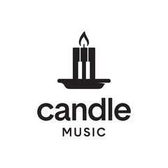 Obraz premium illustration logo from candle with piano logo design concept