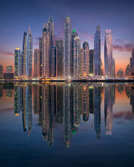 Skyline of Dubai town with highest residential buildings in the world