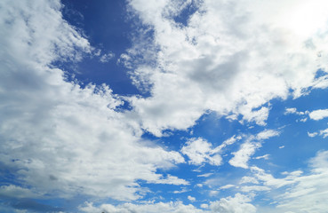 Blue sky with white clouds for background.