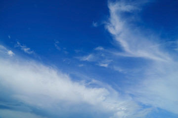 Softness of the blue sky with clouds for the background, blue sky with white clouds.