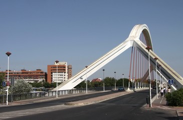 Barqueta Arch Bridge over the Guadalquivir River in Seville