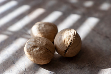 walnuts on te wooden table