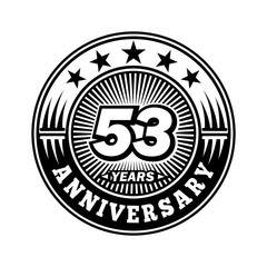 53 years anniversary. Anniversary logo design. Vector and illustration.