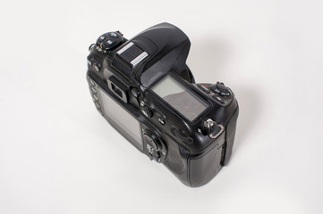 Broken camera on white background