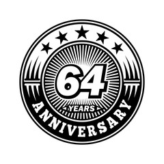 64 years anniversary. Anniversary logo design. Vector and illustration.