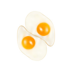 Two Fried Eggs Isolated on White Background Vector Illustration