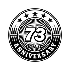 73 years anniversary. Anniversary logo design. Vector and illustration.